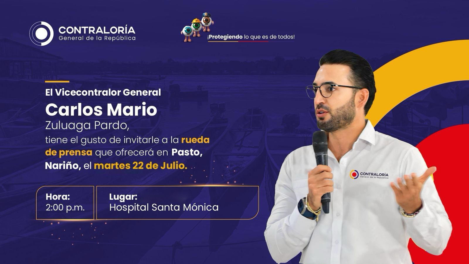 Vice contralor General Carlos Zuluaga  realiza visita  este 22 de julio al Hospital de Santa Mónica en Pasto Nariño
